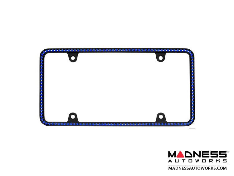 License Plate Frame - Black Frame w/ Blue Crystals